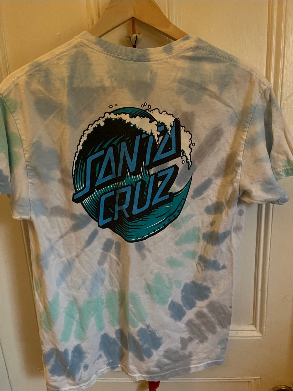 Santa Cruz Skateboards Kids Tie-Dye Tee - White Blue Green